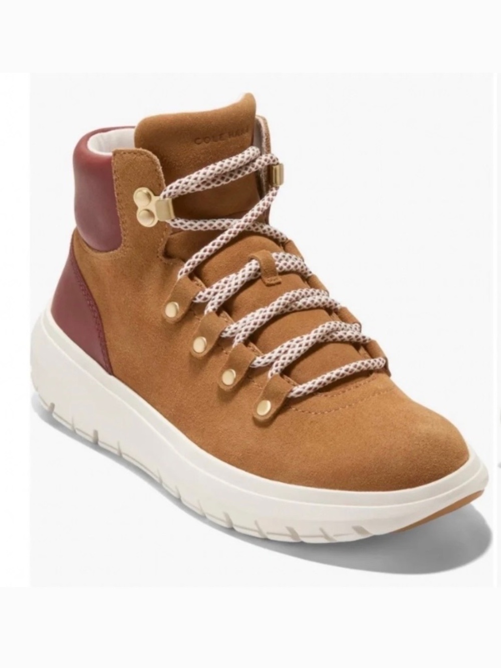 Cole Haan Grand Raelyn Waterproof Hiking Boot Golden Honey Suede/Cuoio SZ 9.5